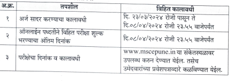 MSCE Pune Recruitment 2024 DATES