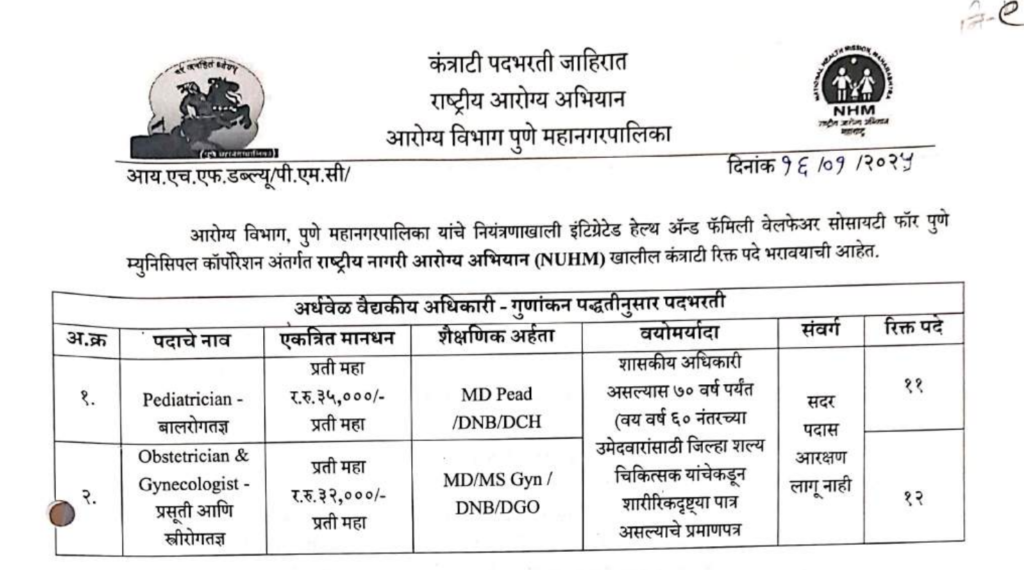 NHM Pune Recruitment 2025 | NHM पुणे मध्ये 68 जागांसाठी भरती 2 NHM Pune Recruitment 2025 Main