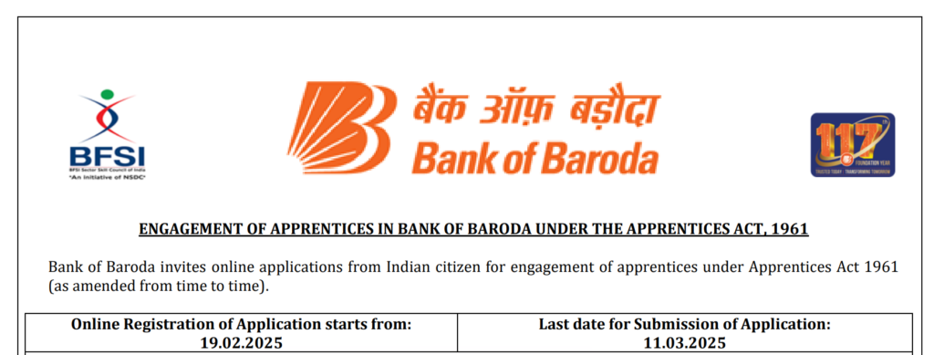Bank Of Baroda Apprentice Bharti 2025 | बँक ऑफ बडोदा मध्ये तब्बल 4000 जागांसाठी भरती, लवकर करा अर्ज..! 2 Bank Of Baroda Apprentice Bharti 2025 Main