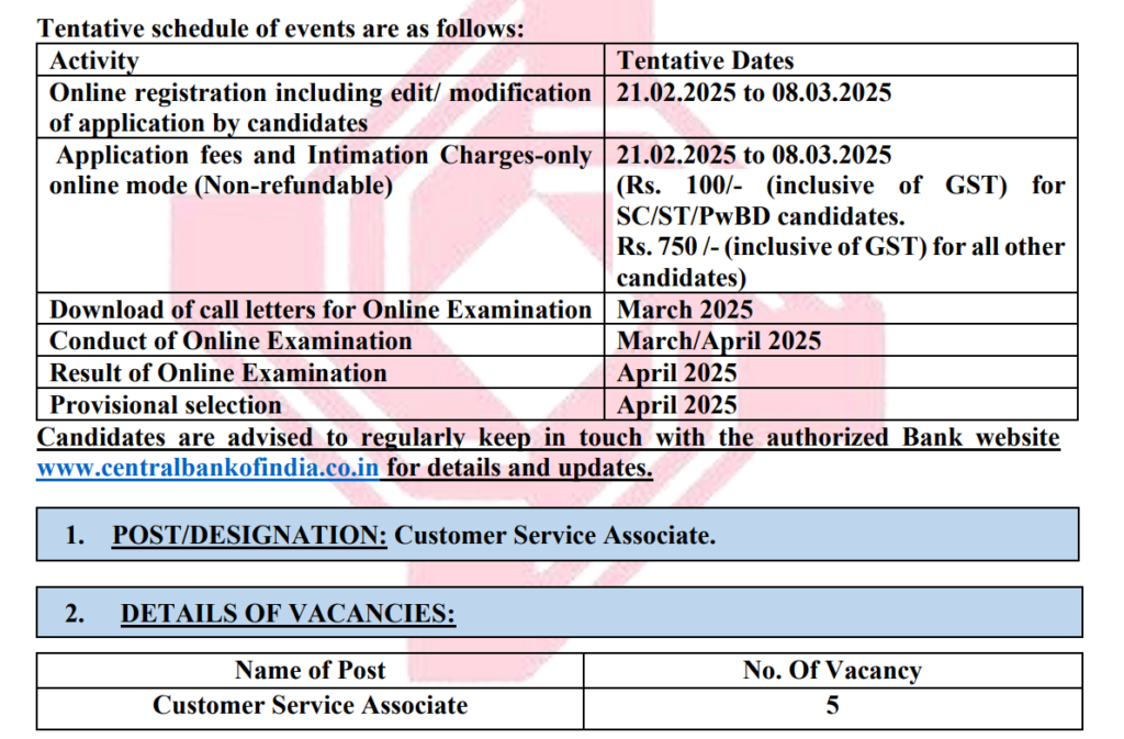 Central Bank of India Clerk Recruitment 2025 | सेंट्रल बँक ऑफ इंडियामध्ये "ग्राहक सेवा सहयोगी" या पदासाठी भरती, त्वरित करा अर्ज..! 2 Central Bank of India Clerk Recruitment 2025 Main