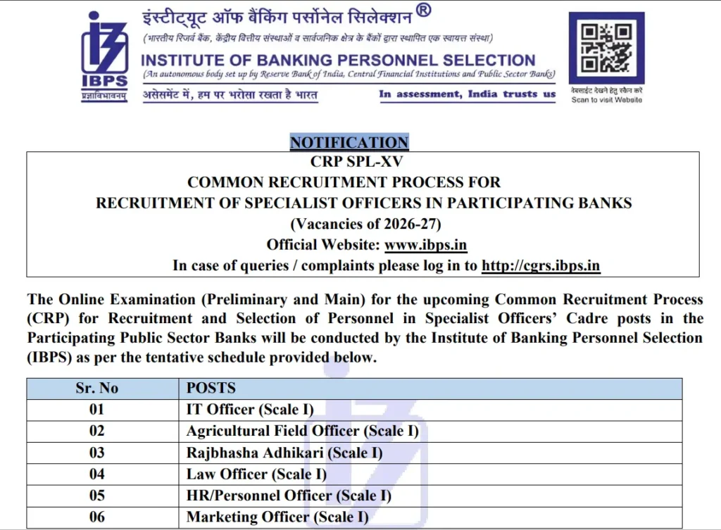 IBPS SO Apply Online 2025 Main