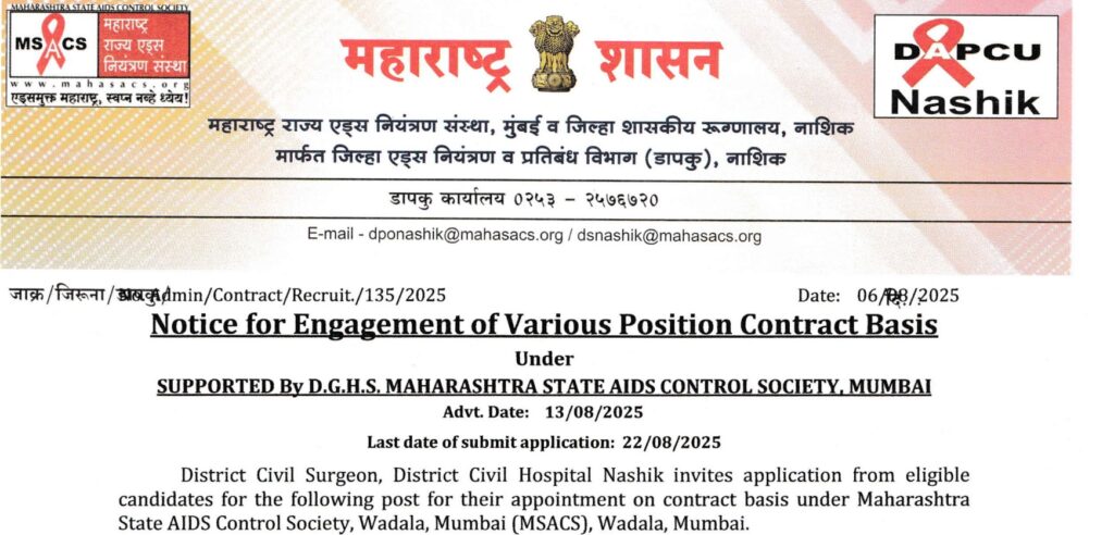 District Civil Hospital Nashik Vacancy 2025 1
