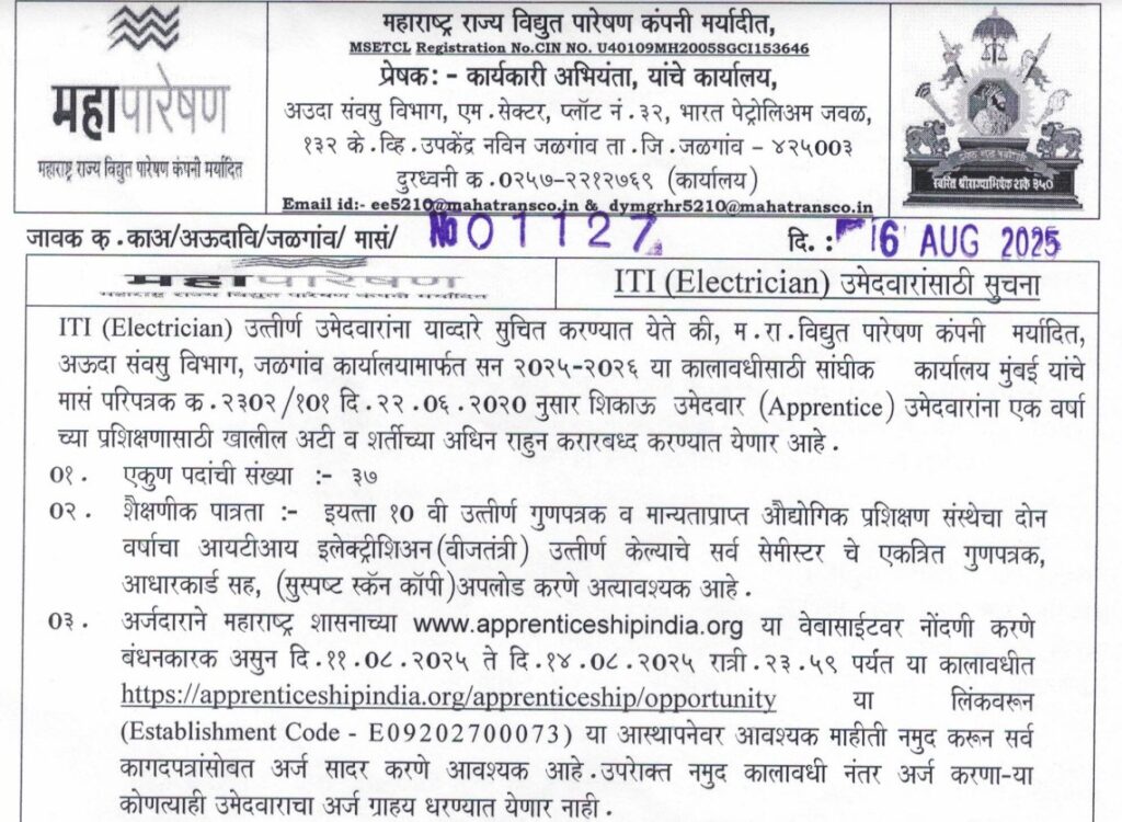 Mahapareshan Jalgaon Bharti 2025 1